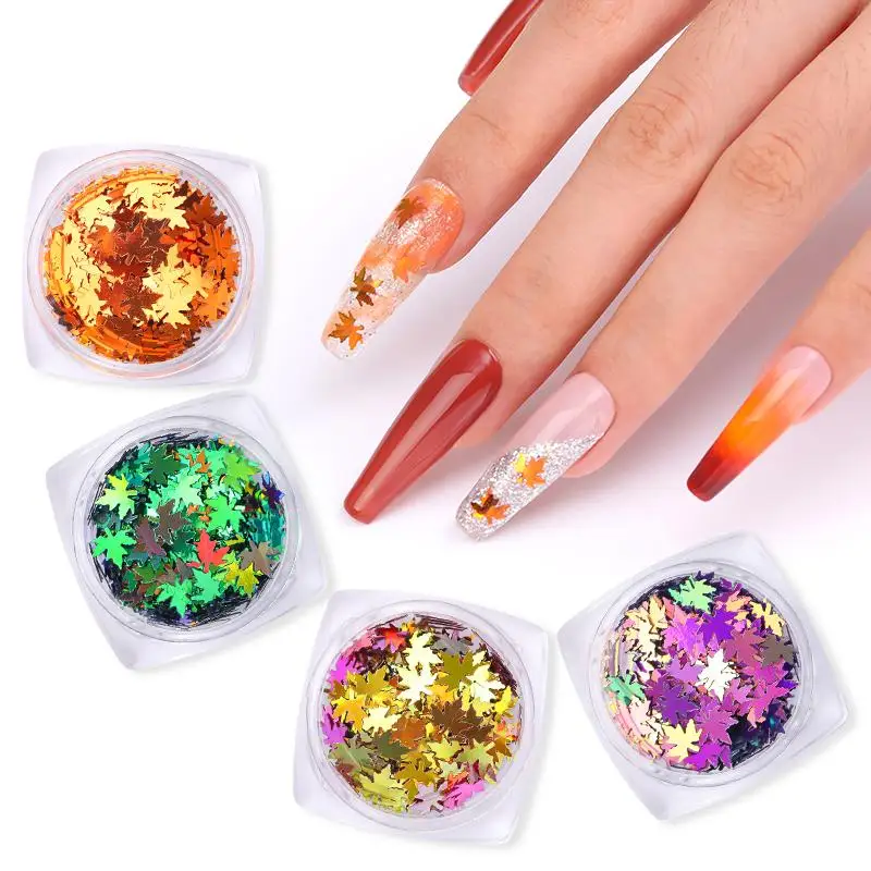 1 коробка градиентные блестящие хлопья в форме кленового листа для ногтевого