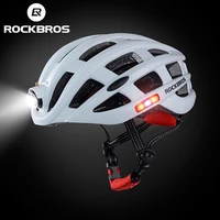 rockbros bicycle head light helmet with usb warning taillight led flashlight hat for mountain road bike safety cycling equipment
