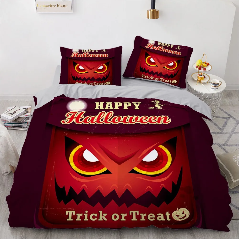 

Luxury 3D Halloween Bedding Set Comforter Quilt Cover Double King Queen Double Single Size Cartoon Design Custom Bedclothes