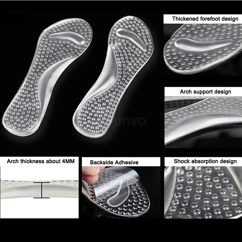 

Sunvo Gel Orthopedic Pad Insoles for Women High Heels Anti-Slip Shoes Silicone Inserts Flat Feet Arch Support Massage Insoles