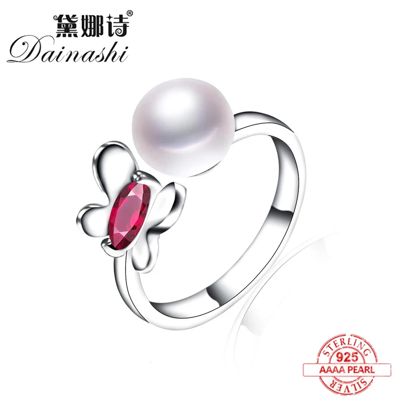 Новые Регулируемые кольца из стерлингового серебра 100% пробы с розовой бабочкой