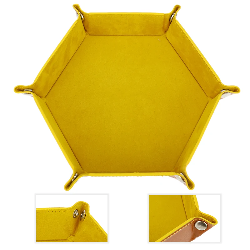 

Faltbare Dice Tray Box PU Leder Folding Hexagon Schlssel Lagerung Mnze Platz Tray Spiel fr RPG DnD Tabelle Bord spiele 6 Farbe