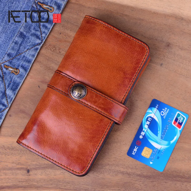 AETOO оригинальный дизайн ручной работы ретро кожаный мужской длинный кошелек