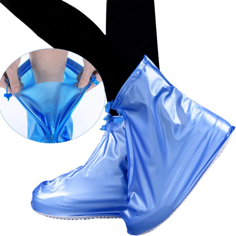 

Shoe Cover Waterproof Rain Boot Cover Anti-slip Reusable Zipper Shoe Protector for Rainy Day PVC Overshoes Shoe Cover