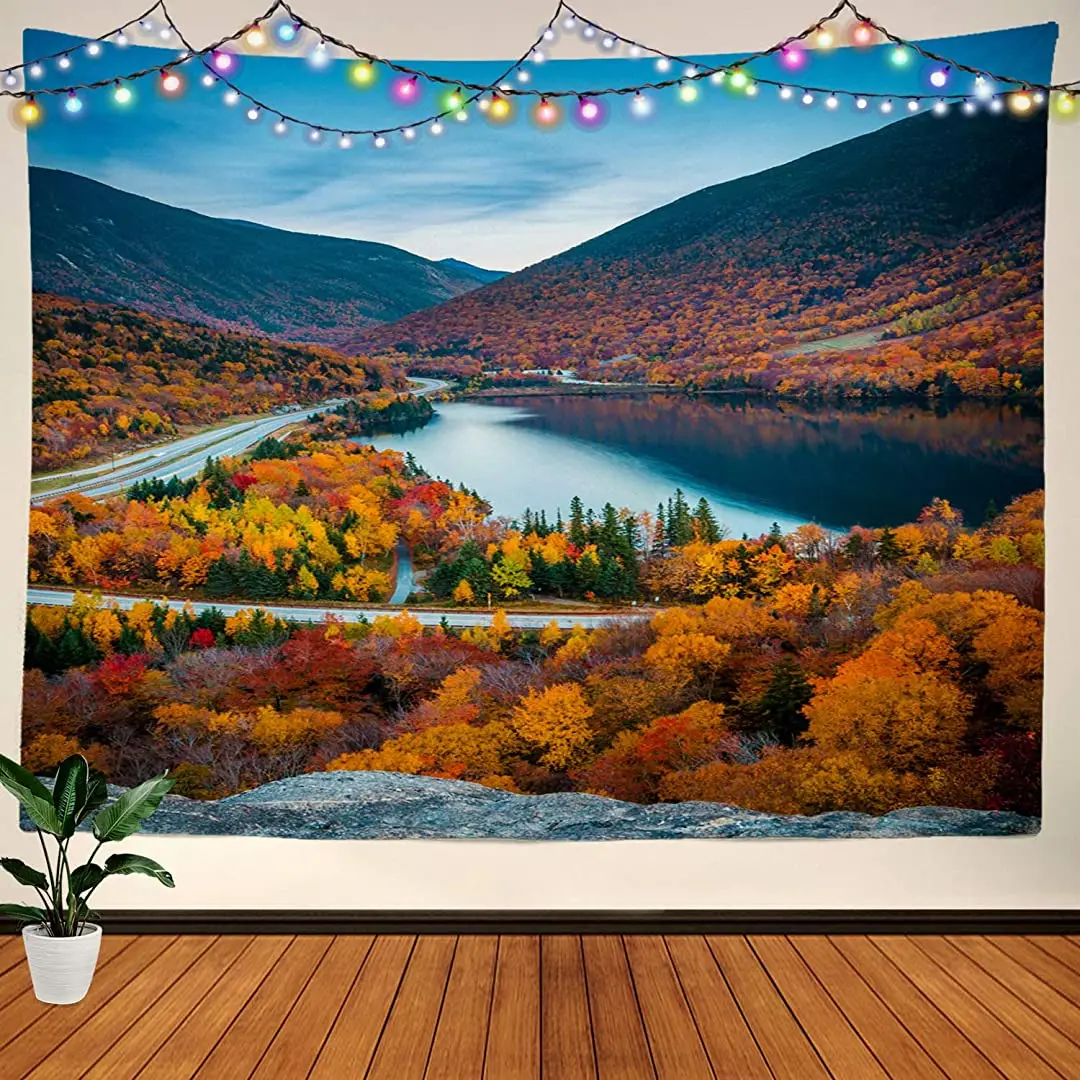 

BaoNews Осенняя белая гора Новая Англия Нью-Гэмпшир белые горы большие настенные скатерти психоделический гобелен