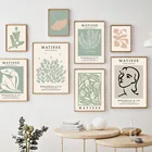 Абстрактная девушка, линия лица, листья, дерево Matisse, настенная живопись на холсте, скандинавские постеры и принты, настенные картины для декора гостиной