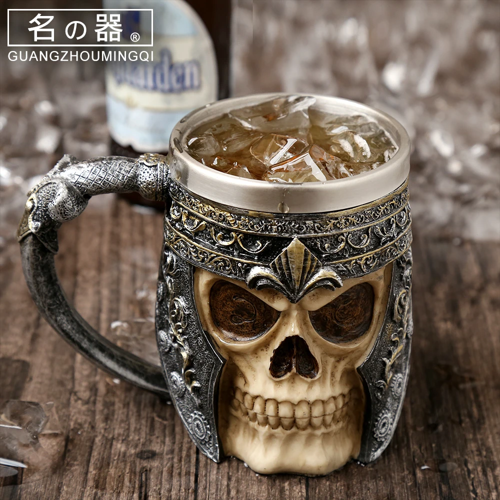Креативная Коктейльная чашка с черепом на шлем кружка из нержавеющей стали
