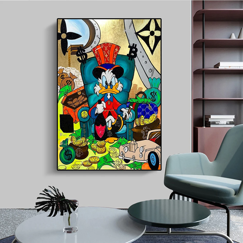 

Alec Monopoly Graffiti Art Scrooge Mcduck Money Canvas Paintings Wall Art Picture Posters Prints Home Living Room Decor Cuadros