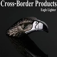 creative personality butane lighter new peculiar eagle head metal inflatable lighter gift for men cool lighter smoke accesoires