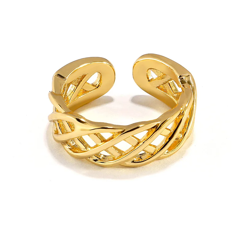 

Fashion Golden Color Metal Punk Open Rings Design Finger Rings for Women Cross Twist Minimalist Ring Party Jewelry Gifts