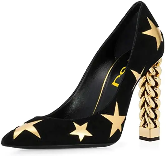 Женские туфли-лодочки с острым носком на высоком массивном каблуке размеры 4-15 |