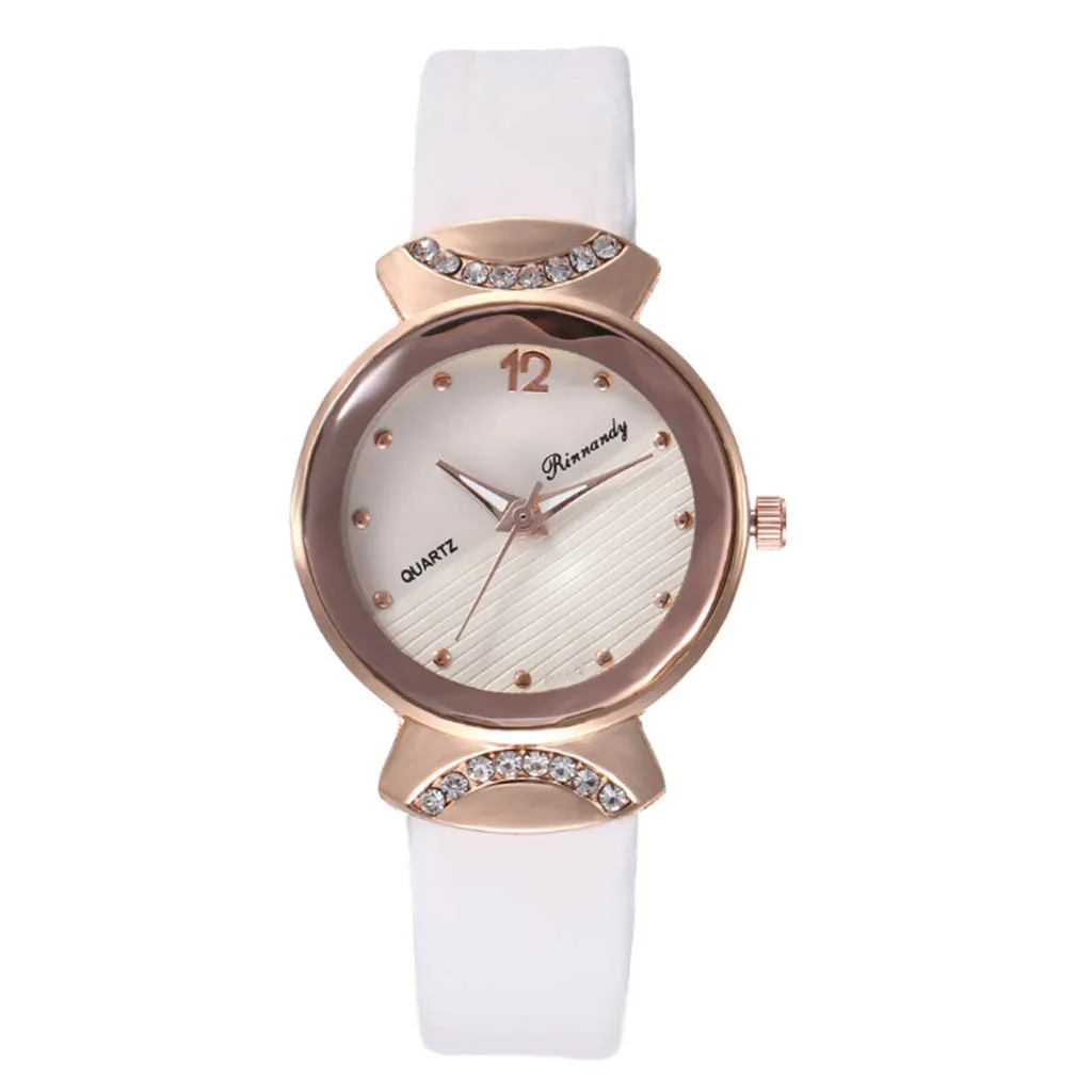 Повседневные модные женские часы из кожи с бриллиантами креативные двухцветные