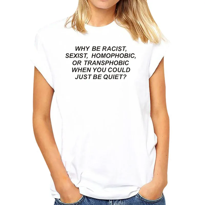 Футболка Why Be racist топ футболка в стиле панк женская с буквенным принтом и коротким