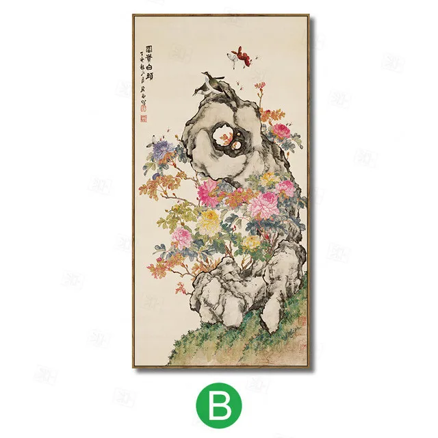 

New Chinese Style Posters and Prints Folk Custom Canvas Painting Flowers Cat Wall Art Pictures for Living Room Modern Home Decor