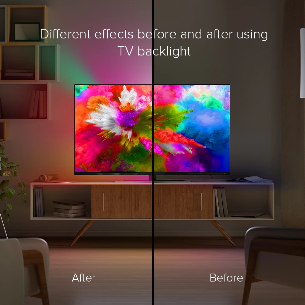 Комплект подсветки для телевизора с поддержкой Wi-Fi Alexa ПК монитор 4K-HDMI Голосовое
