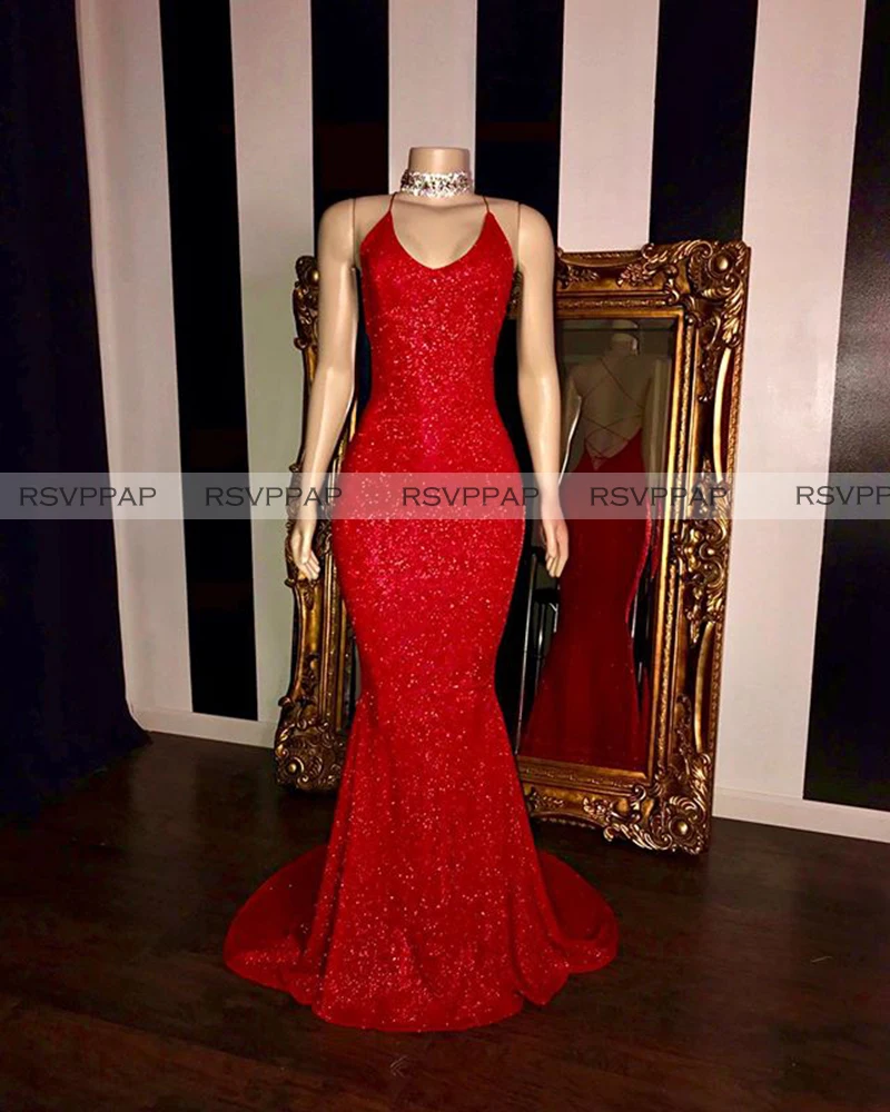 Простое Красное длинное платье для выпускного вечера 2020 с лямкой на шее и юбкой