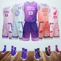 high quality basketball jerseys for men 2021 adult shooting ball shirts sportswear sleeveless gradient basketball uniforms sets