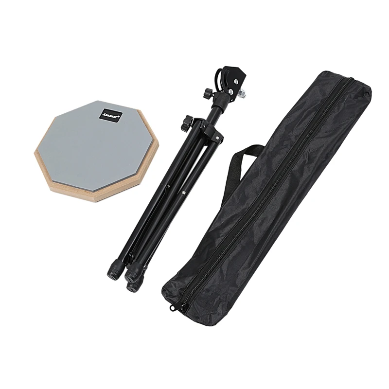 

8 Inch Gray Rubber Wooden Dumb Drum Practice Training Drum Pad with Stand for Percussion Instruments Parts and Bags