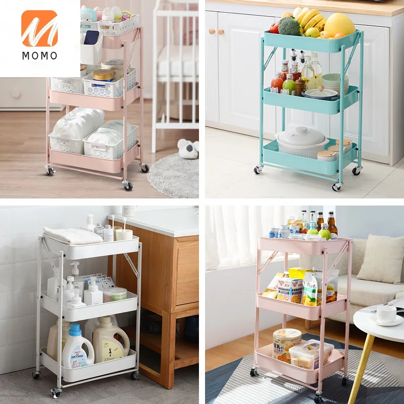 

Folding Racks Floor Multi-Layer Kitchen Removable Installation-Free Bedroom Bathroom Baby Products Storage Storage Containers