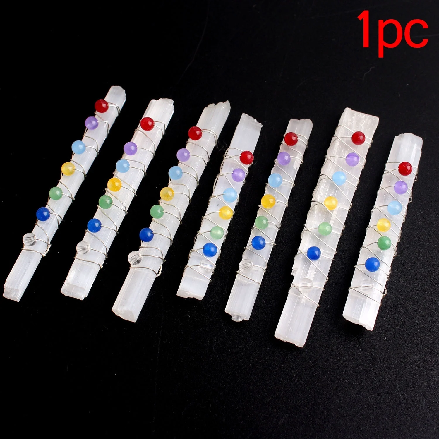 1 шт. натуральный белый селенит обернутый проволокой кристаллический кулон 7 чакр