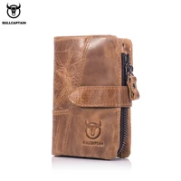 bullcaptain leather wallet mens fashion two fold card holder wallet rfid blocking men wallet men coin purse yellow brown 01