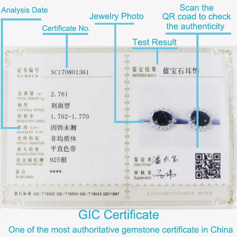 Женские классические серьги из серебра 925 пробы с подлинным черным сапфиром|earrings