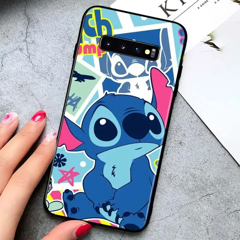

Stitch cute cartoon for Samsung Galaxy S21 Ultra Plus Note 20 10 9 8 S10 S9 S8 S7 S6 Edge Plus Black Phone Case