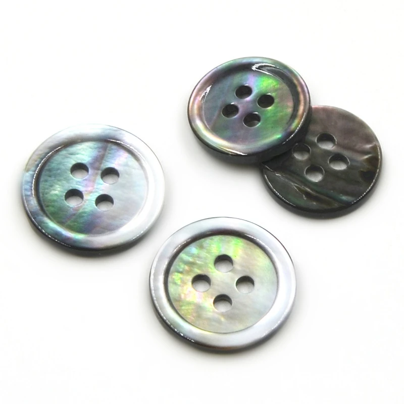 10 шт. пуговицы из натуральной ракушки черные бабочки круглые с четырьмя глазами