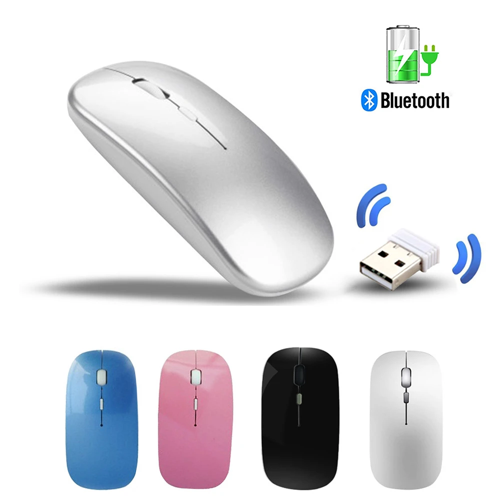 

2.4G Wireless Mouse Rechargeable Mice Ultra-Thin Mute Mouse For PC Laptop Notebook Optical Mice With USB Receiver Light Original