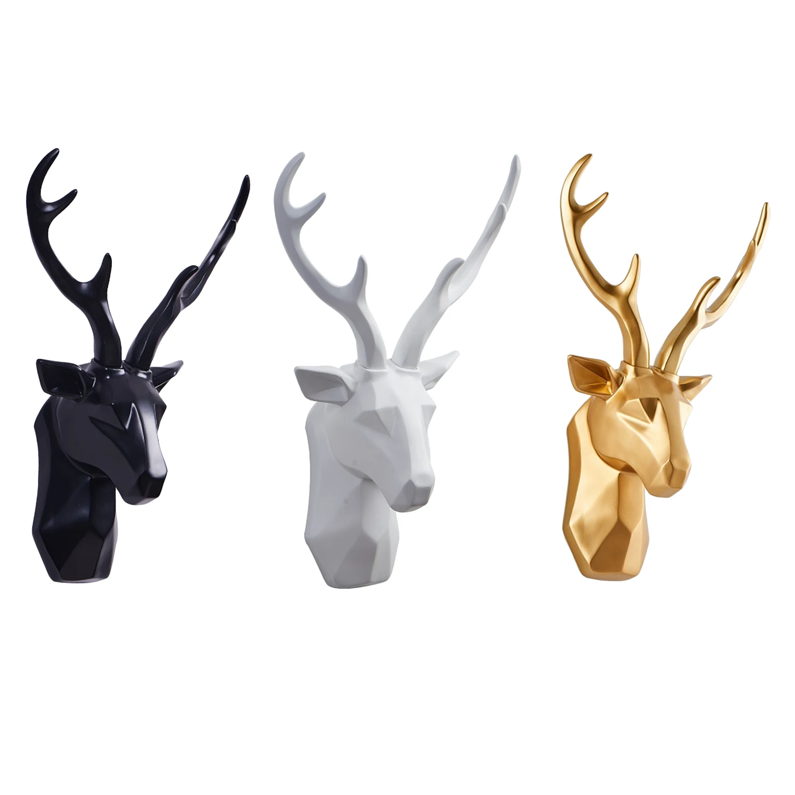 3D Deer Head Sculpture Wall Mount Simple Elegant Stag Resin Statue Farmhouse Figurines Bedroom Elk Home Cabinet Decor | Дом и сад