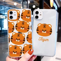cute cartoon animal tiger clear phone case for iphone 11 12 13 pro max 8 7 plus se 2020 xr xs max x soft transparent back cover