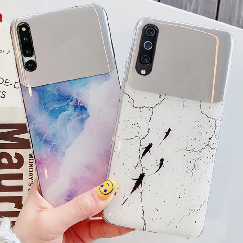 Для samsung Galaxy A50 чехол маленькое зеркало рыбы Цвет под мрамор для A20 A30 A60 A90 5G A10S A20S A30S