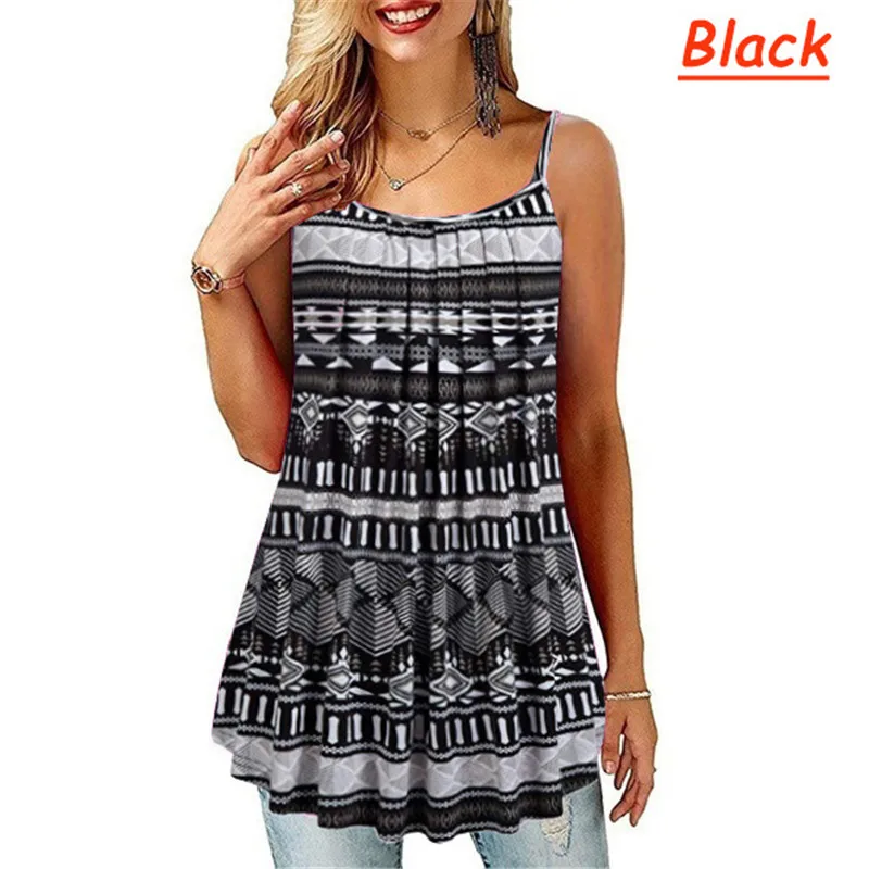 

Oversized Plus Size S-6XL Ladies Shirt Women Summer Sleeveless Floral Print Casual Loose Female T shirt Tops Street Tank T Shirt
