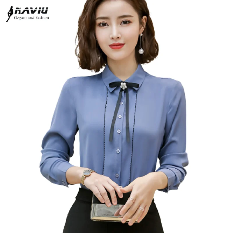 Женская рубашка с галстуком бабочкой новинка 2019 женская мода темпераментные