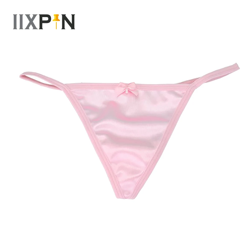 

Женские сексуальные трусики, гладкие шелковистые атласные стринги с низкой посадкой, Женские стринги, нижнее белье с эластичным поясом, Т-о...