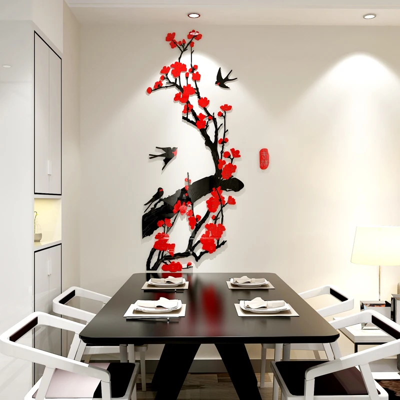 Цветок сливы акриловые наклейки на стену 3d гостиная крыльцо коридор ресторан