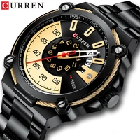 curren business mens watch 2019 top brand quartz wristwatches auto date calendar black stainless steel fashion relogio masculino