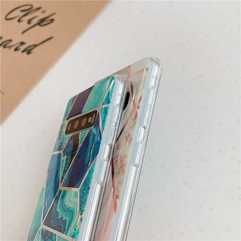 Lovebay Electroplated Geometric Phone Cases For Samsung Galaxy A50 A40 A70 S10E S10 S9 S8 Plus Cool Soft IMD Marble Back Cover |