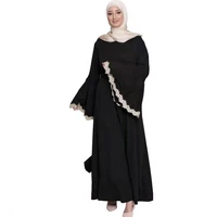 muslim dress women new fashion solid color lace loose dress flared sleeve ladies robes long maxi dress dubai islamic clothing