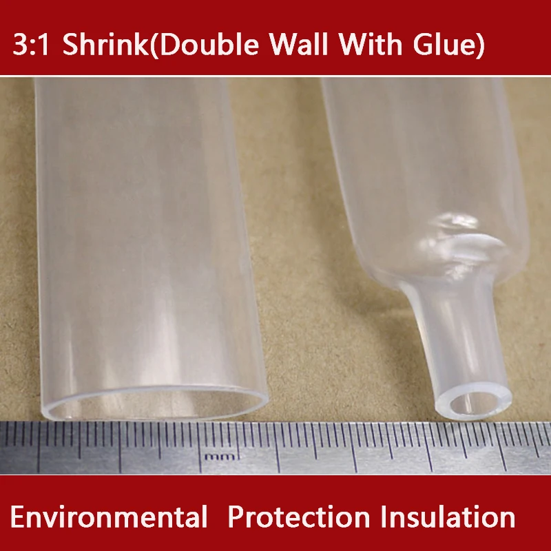 

3:1 Shrink Heat Shrinkable Tube 19.1mm/25.4mm/30mm Double Wall With Glue Black White Red Green Yellow Blue Transparent