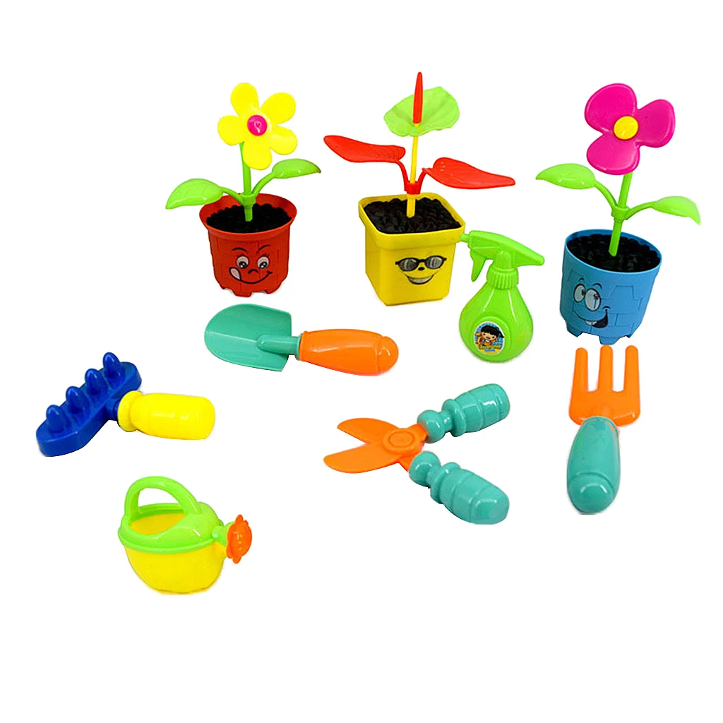 

Kids Tool Set Garden Play Toy Gardening Pretend Tools for Children, Rake, Water Can and Pots, 9Pcs/Set