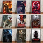 Японские Аниме Плакаты и принты Berserk, холст, искусство декорирования в винтажном стиле, Декор для дома