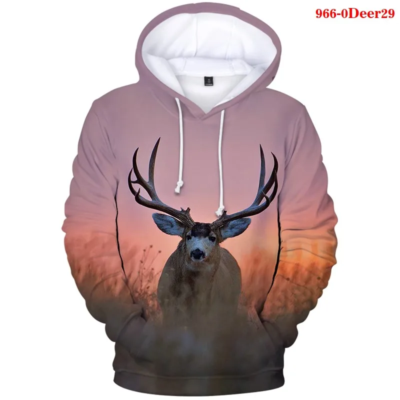 

Men's Hoodie Deer 3d Hoodies Women Autumn Winter Hooded Swearshirt Fashion Oversized Pullover Streetwear Fores Men-Pullovers
