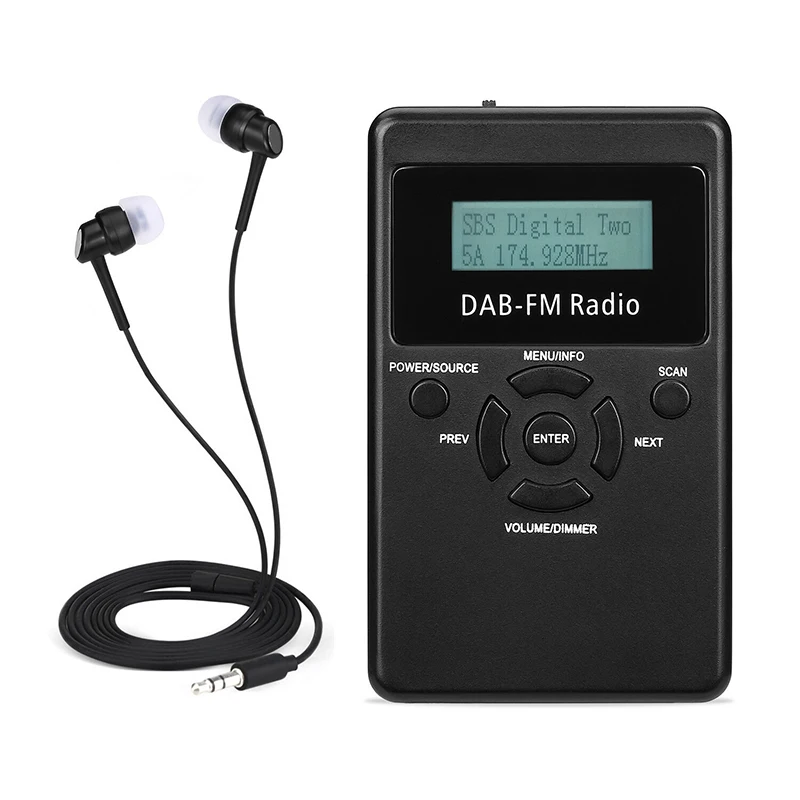 Мини стерео радиоприемник портативный цифровой DAB + FM с наушниками только для