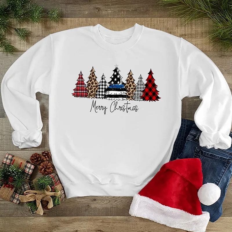 

Merry Christmas Crewneck Sweatshirt Christmas Tree Fall 2020 Women Graphic Hoodies Leopard Autumn Hoddies for Teens L