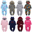2021 зимняя одежда для новорожденных, комбинезон с принтом для маленьких мальчиков, теплый мягкий флисовый комбинезон на молнии для маленьких мальчиков и девочек, пижамные костюмы