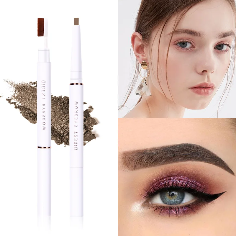 

Qibest eyebrow pencil with eyebrow brush white apperance 5 color long lasting waterproof cosmetic brown coffee eyebrow pen QB079