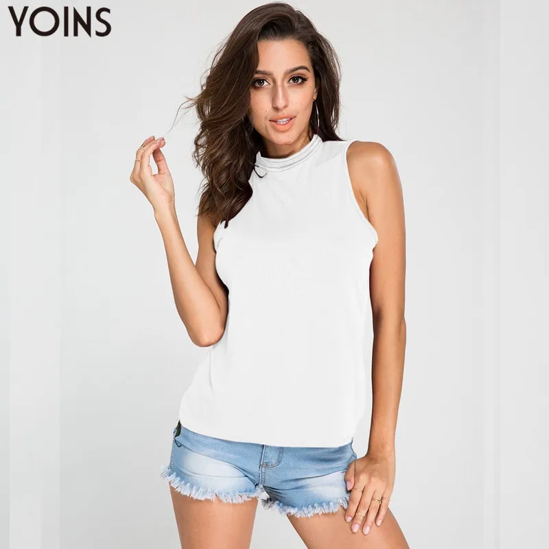 YOINS Женские винтажные водолазки с открытой спиной топы 2020 Летние повседневные