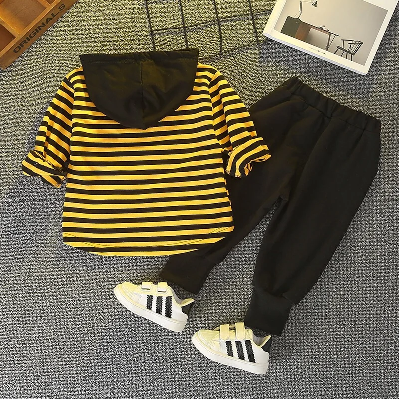 

QAZIQILAND High Quality Kids Clothes Toddler Boys Hooded Tops Outfits Baby Girls winter Children Clothing T-shirt + pants