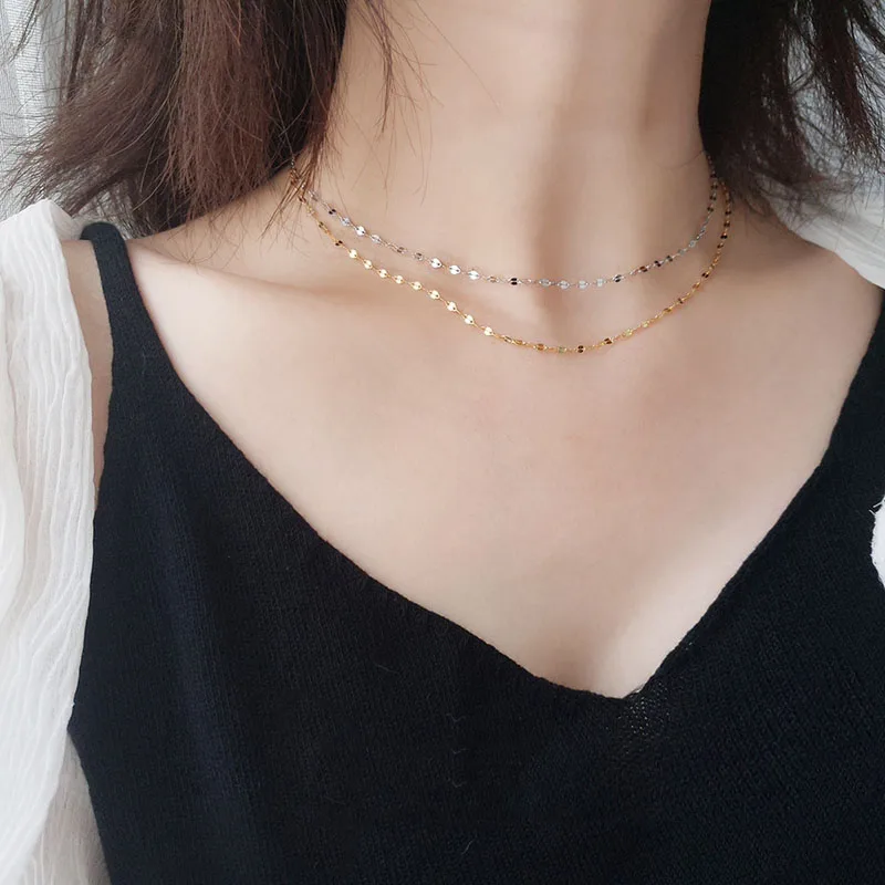 

Morivovog 925 Sterling Silver Basis Ripple Chain Choker for Women Chic Thin Short Clavicle Necklace 925 Simple Jewelry Wholesale